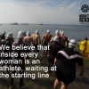 Plus size athlete participating in an open water swim race